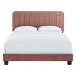 Celine Channel Tufted Performance Velvet Queen Bed in Dusty Rose