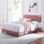 Celine Channel Tufted Performance Velvet Queen Bed in Dusty Rose