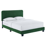 Celine Channel Tufted Performance Velvet Queen Bed in Emerald