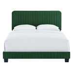 Celine Channel Tufted Performance Velvet Queen Bed in Emerald