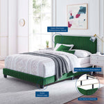 Celine Channel Tufted Performance Velvet Queen Bed in Emerald