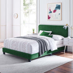 Celine Channel Tufted Performance Velvet Queen Bed in Emerald
