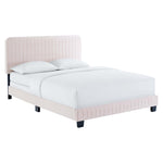 Celine Channel Tufted Performance Velvet Queen Bed in Pink