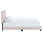 Celine Channel Tufted Performance Velvet Queen Bed in Pink