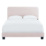 Celine Channel Tufted Performance Velvet Queen Bed in Pink