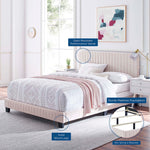 Celine Channel Tufted Performance Velvet Queen Bed in Pink