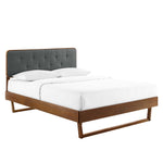 Bridgette Wood Queen Platform Bed With Angular Frame in Walnut Charcoal