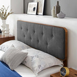 Bridgette Wood Queen Platform Bed With Angular Frame in Walnut Charcoal
