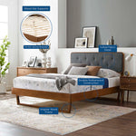 Bridgette Wood Queen Platform Bed With Angular Frame in Walnut Charcoal