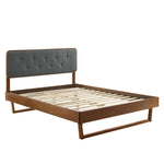 Bridgette Wood Queen Platform Bed With Angular Frame in Walnut Charcoal