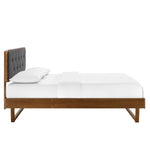 Bridgette Wood Queen Platform Bed With Angular Frame in Walnut Charcoal
