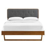 Bridgette Wood Queen Platform Bed With Angular Frame in Walnut Charcoal
