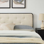 Bridgette Wood Queen Platform Bed With Splayed Legs in Black Beige