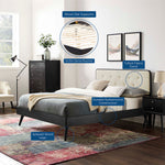 Bridgette Wood Queen Platform Bed With Splayed Legs in Black Beige