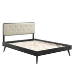 Bridgette Wood Queen Platform Bed With Splayed Legs in Black Beige