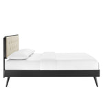 Bridgette Wood Queen Platform Bed With Splayed Legs in Black Beige
