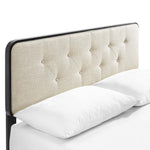 Bridgette Wood Queen Platform Bed With Splayed Legs in Black Beige