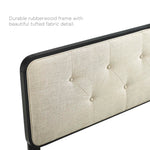 Bridgette Wood Queen Platform Bed With Splayed Legs in Black Beige
