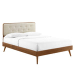 Bridgette Wood Queen Platform Bed With Splayed Legs in Walnut Beige