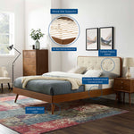 Bridgette Wood Queen Platform Bed With Splayed Legs in Walnut Beige