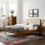 Bridgette Wood Queen Platform Bed With Splayed Legs in Walnut Beige