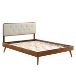 Bridgette Wood Queen Platform Bed With Splayed Legs in Walnut Beige
