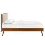 Bridgette Wood Queen Platform Bed With Splayed Legs in Walnut Beige