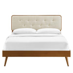 Bridgette Wood Queen Platform Bed With Splayed Legs in Walnut Beige
