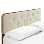 Bridgette Wood Queen Platform Bed With Splayed Legs in Walnut Beige