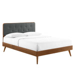 Bridgette Wood Queen Platform Bed With Splayed Legs in Walnut Charcoal