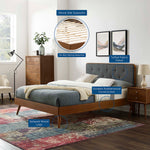 Bridgette Wood Queen Platform Bed With Splayed Legs in Walnut Charcoal