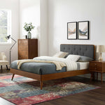 Bridgette Wood Queen Platform Bed With Splayed Legs in Walnut Charcoal