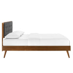 Bridgette Wood Queen Platform Bed With Splayed Legs in Walnut Charcoal