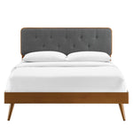 Bridgette Wood Queen Platform Bed With Splayed Legs in Walnut Charcoal