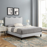 Current Performance Velvet Twin Platform Bed in Light Gray