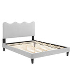 Current Performance Velvet Twin Platform Bed in Light Gray