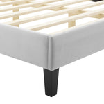 Current Performance Velvet Twin Platform Bed in Light Gray