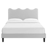 Current Performance Velvet Twin Platform Bed in Light Gray