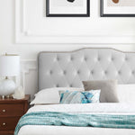Amber Tufted Performance Velvet King Platform Bed in Light Gray