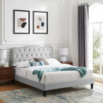 Amber Tufted Performance Velvet King Platform Bed in Light Gray