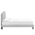Amber Tufted Performance Velvet King Platform Bed in Light Gray