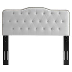 Amber Tufted Performance Velvet King Platform Bed in Light Gray