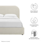 Keynote Upholstered Fabric Curved Queen Platform Bed in Heathered Weave Ivory