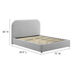 Keynote Upholstered Fabric Curved Queen Platform Bed in Heathered Weave Light Gray