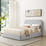 Keynote Upholstered Fabric Curved Queen Platform Bed in Heathered Weave Light Gray