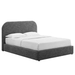 Keynote Upholstered Fabric Curved Queen Platform Bed in Heathered Weave Slate
