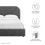Keynote Upholstered Fabric Curved Queen Platform Bed in Heathered Weave Slate