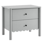 Emmeline Scalloped 2-Drawer Nightstand in Light Gray