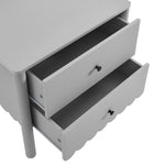 Emmeline Scalloped 2-Drawer Nightstand in Light Gray