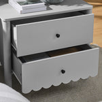 Emmeline Scalloped 2-Drawer Nightstand in Light Gray